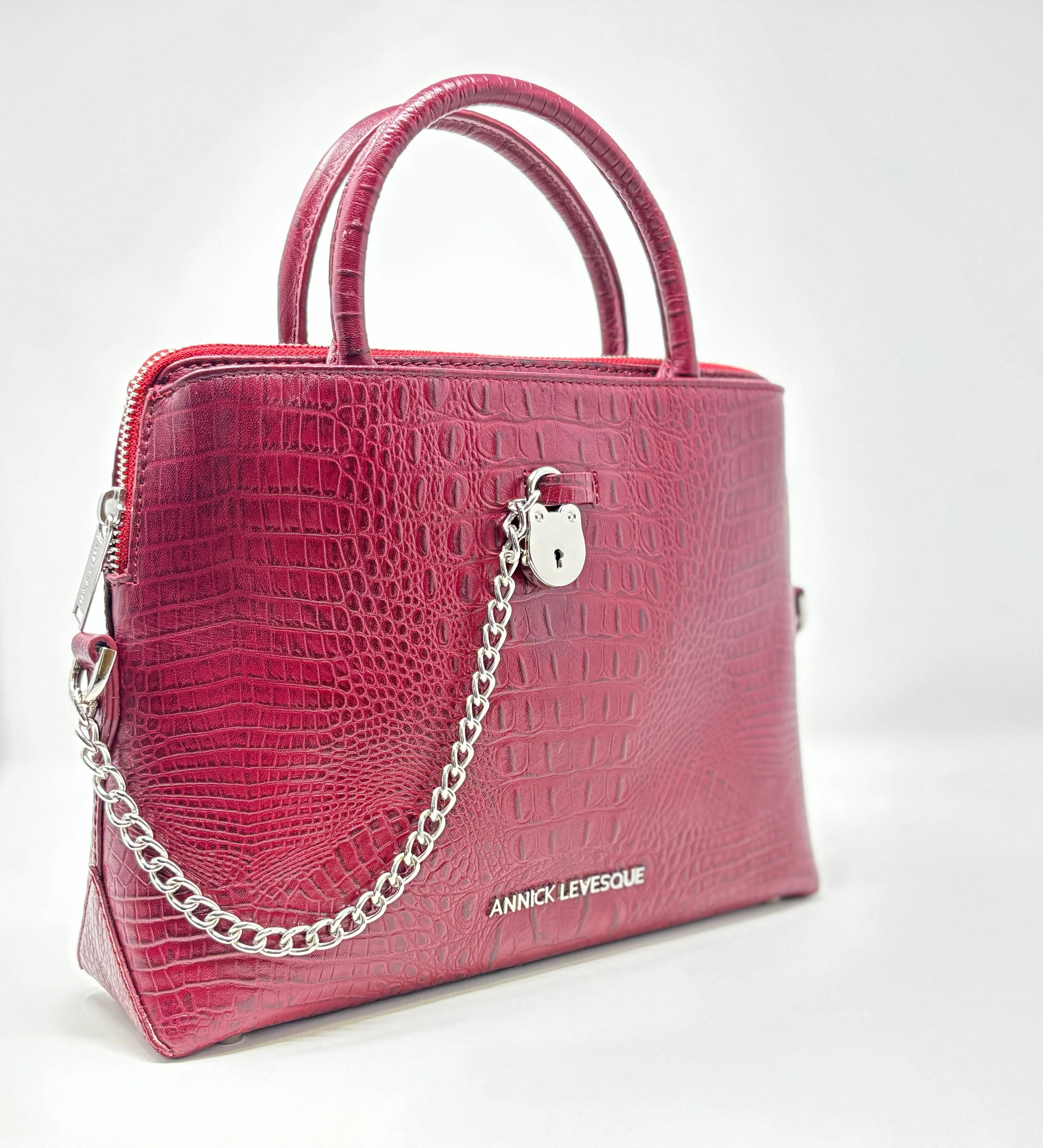 Sac à Main en Cuir Rouge croco, Miranda - Image 2