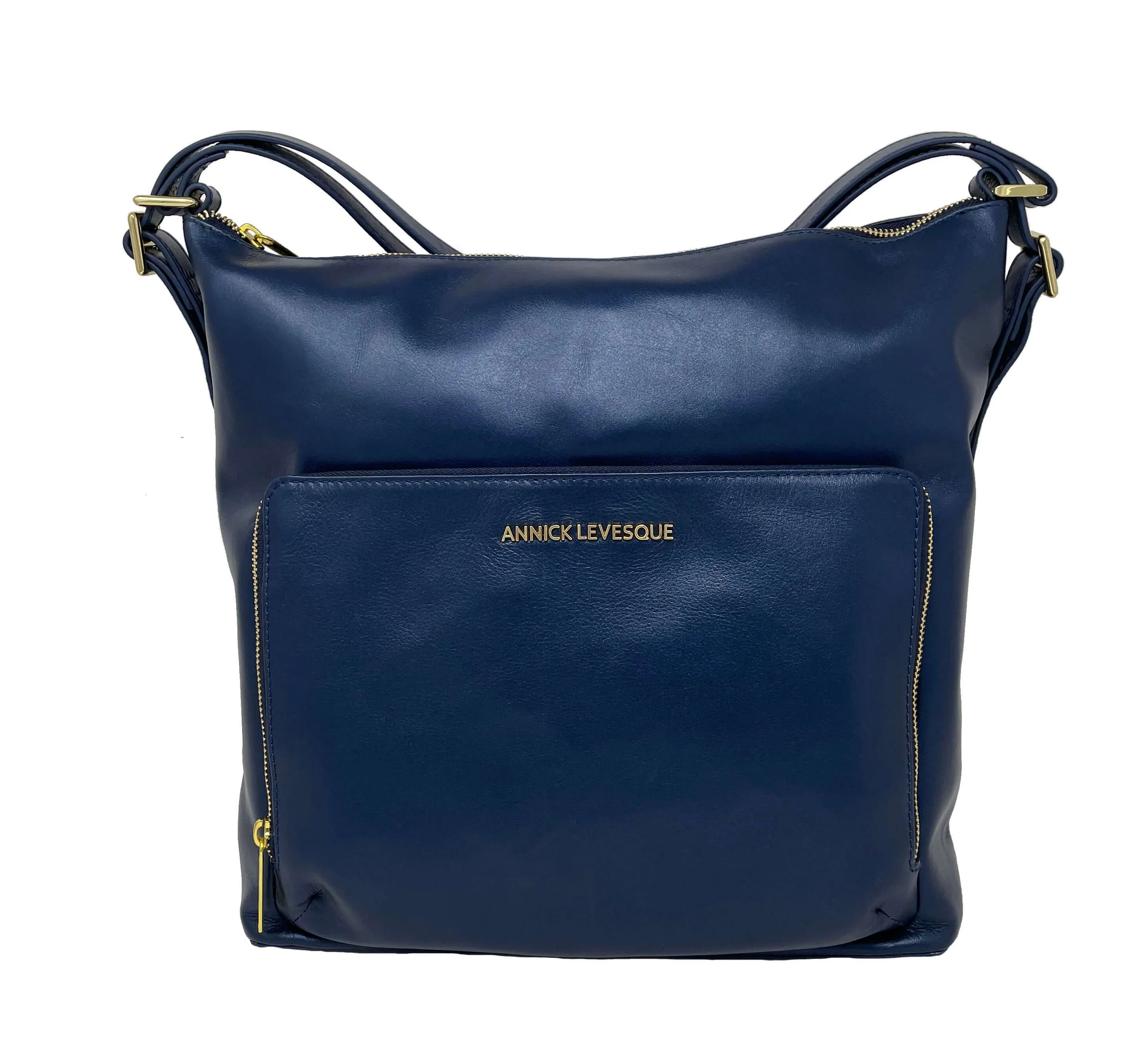 Sac à main en Cuir Transformable Bleu Marine, Alexandra - Image 2
