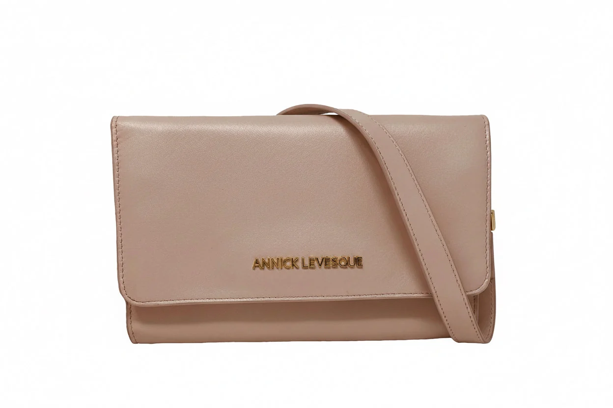 Sac à main en cuir véritable avec noeud papillon Scarlett, 3 en 1, rose blush - Image 2