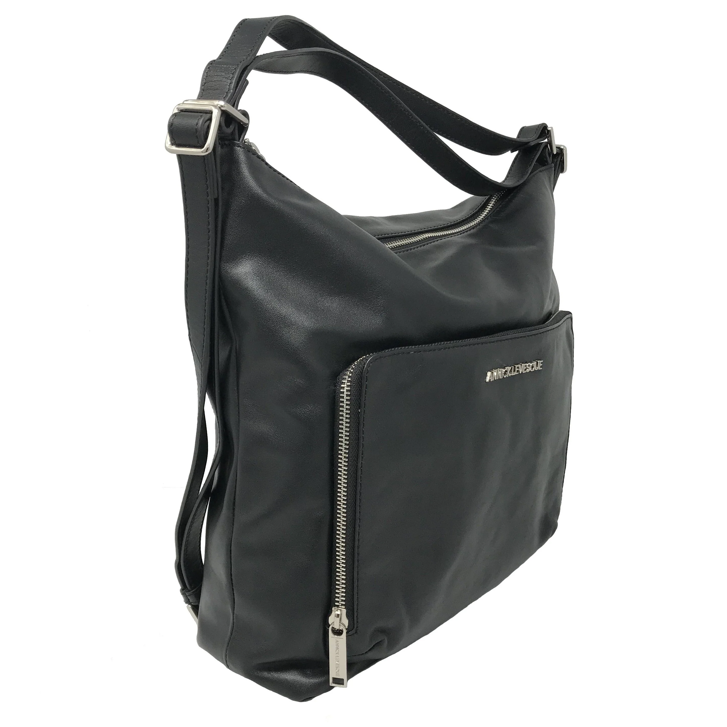 Sac à main en Cuir véritable Transformable Noir - Alexandra - Image 4