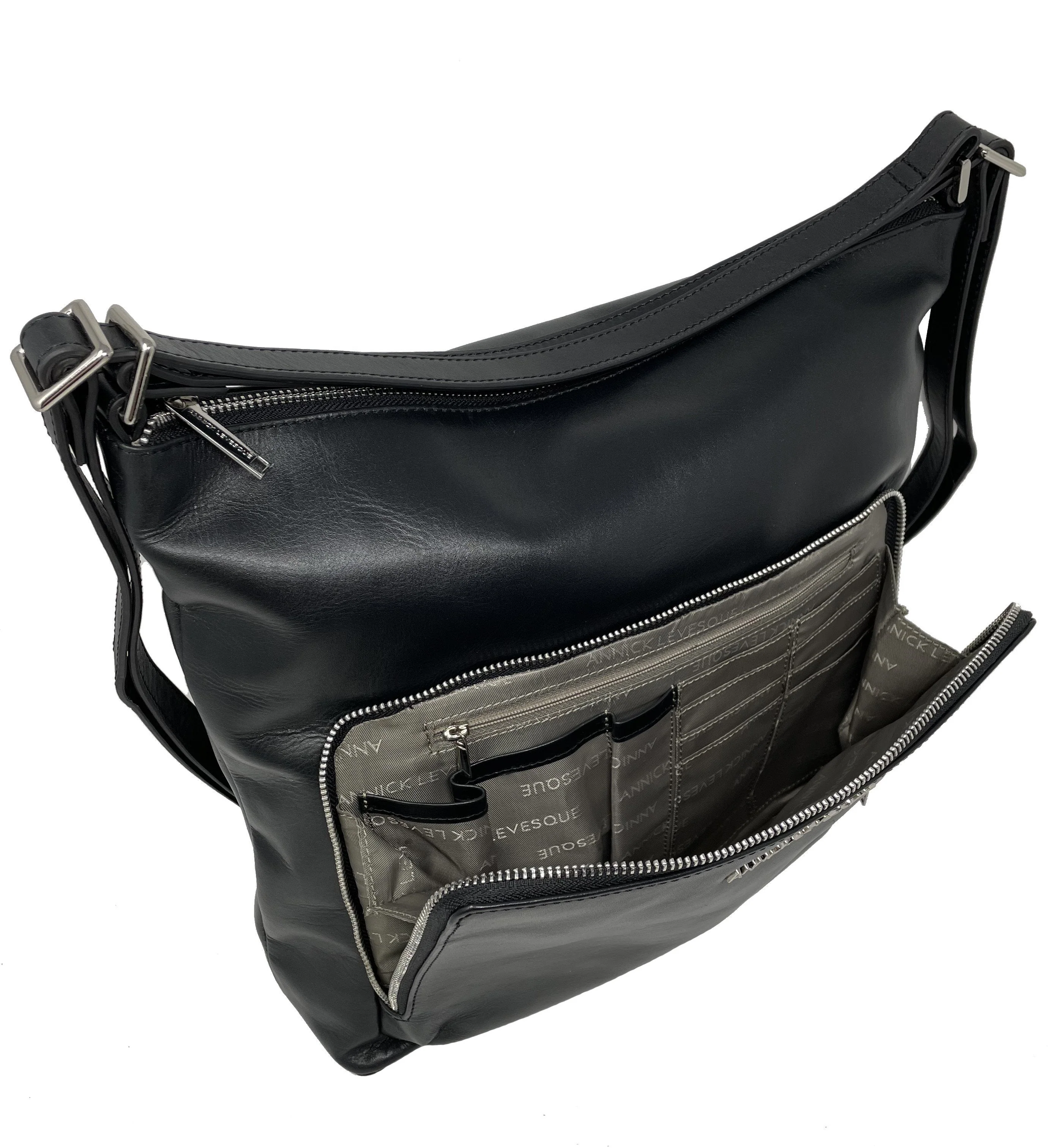 Sac à main en Cuir véritable Transformable Noir - Alexandra - Image 6