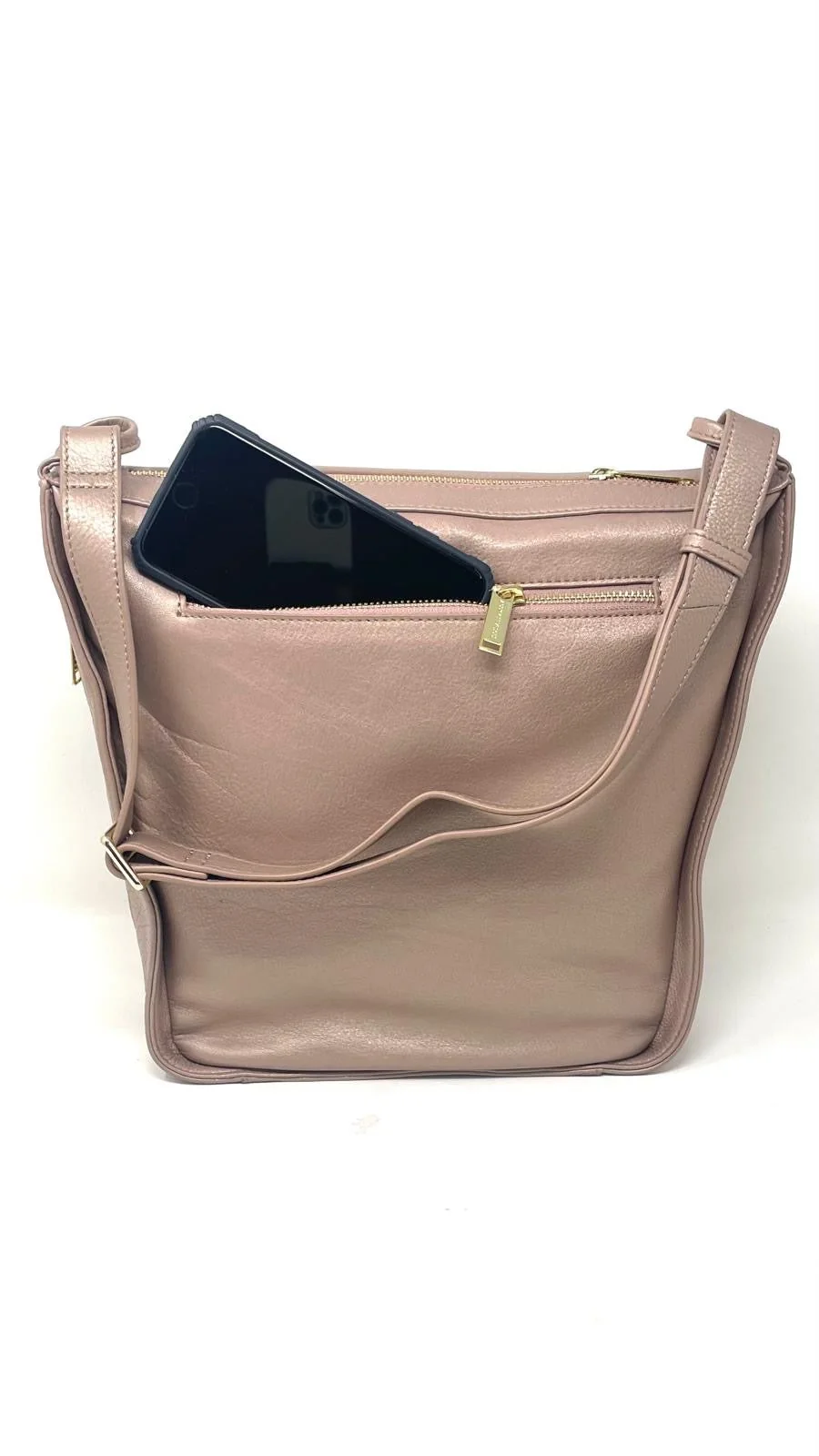 sac à main souple en bandoulière, rose platine, Julie - Image 7