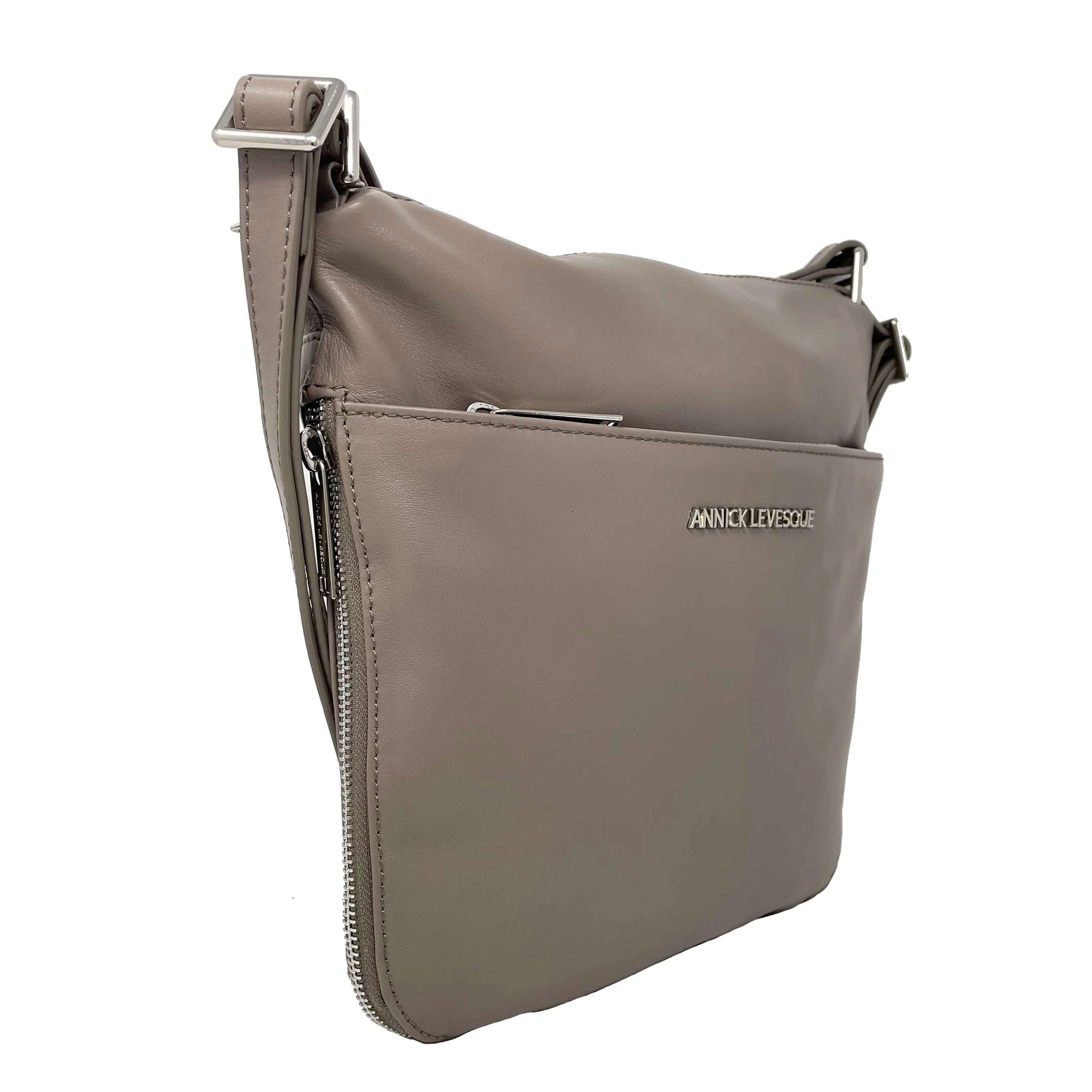 Sac à main transformable en Cuir Véritable Taupe, Josée - Image 2