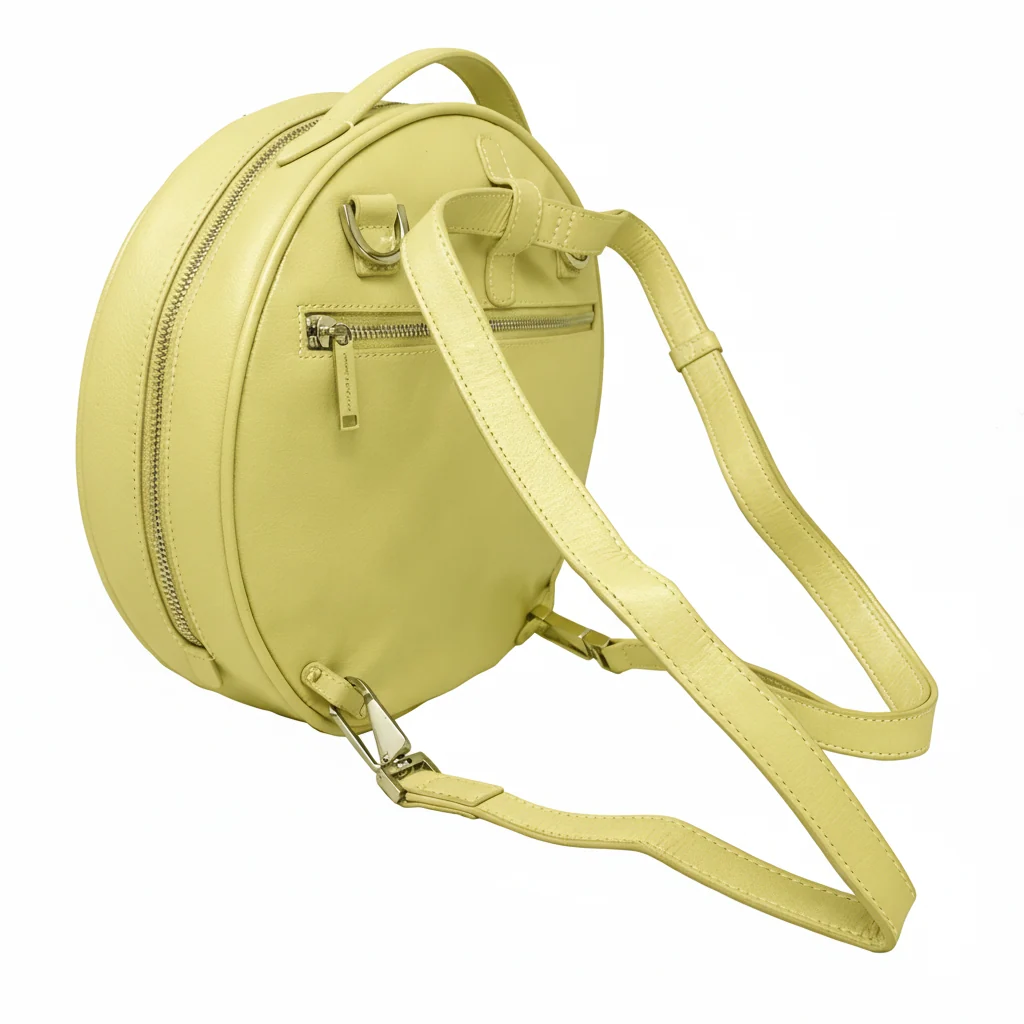 Sac rond en Cuir Véritable Jaune, transformable, Heidi - Image 2