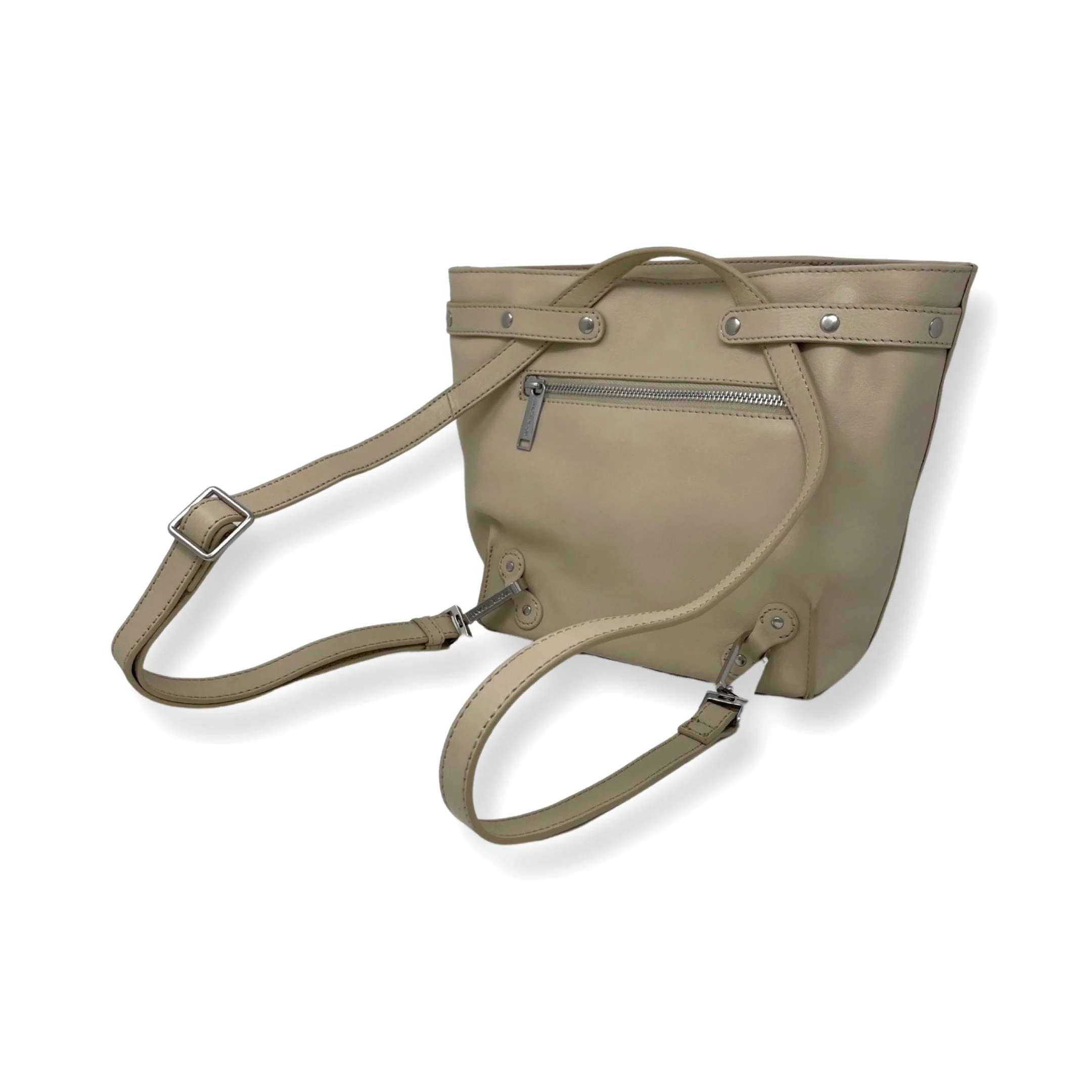 Sac Transformable en Cuir Véritable Beige, Kelly - Image 3