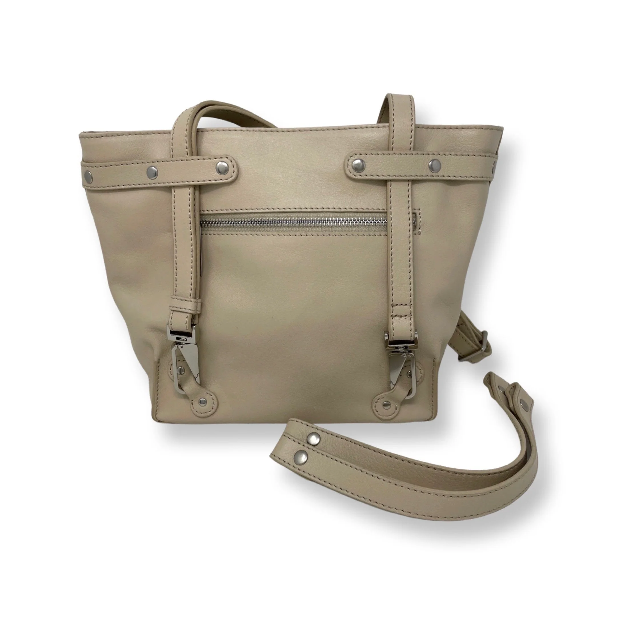Sac Transformable en Cuir Véritable Beige, Kelly - Image 4