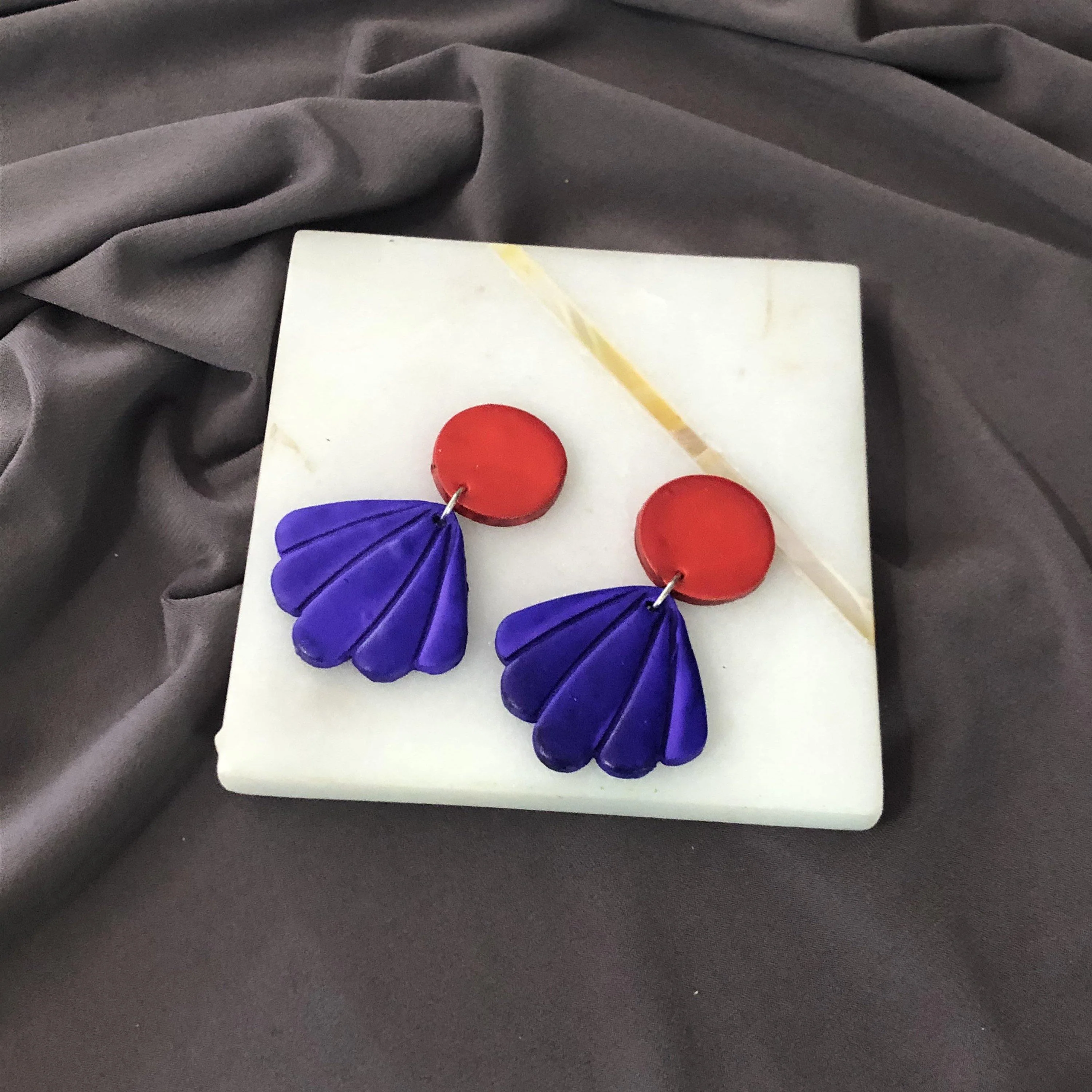 Seashell Drop Statement Earrings, Post or Clip On – "Sarah" - Image 2