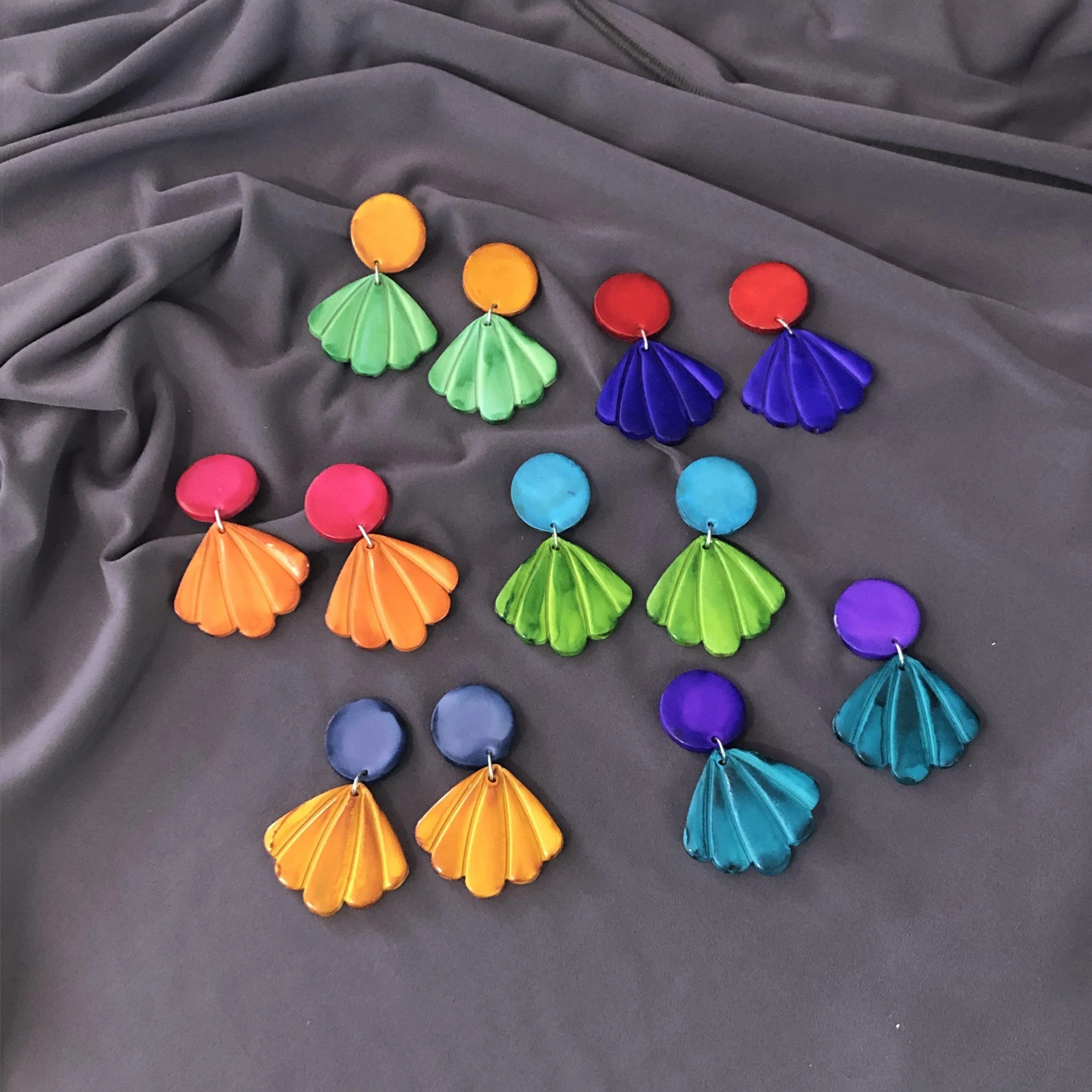 Seashell Drop Statement Earrings, Post or Clip On – "Sarah" - Image 3