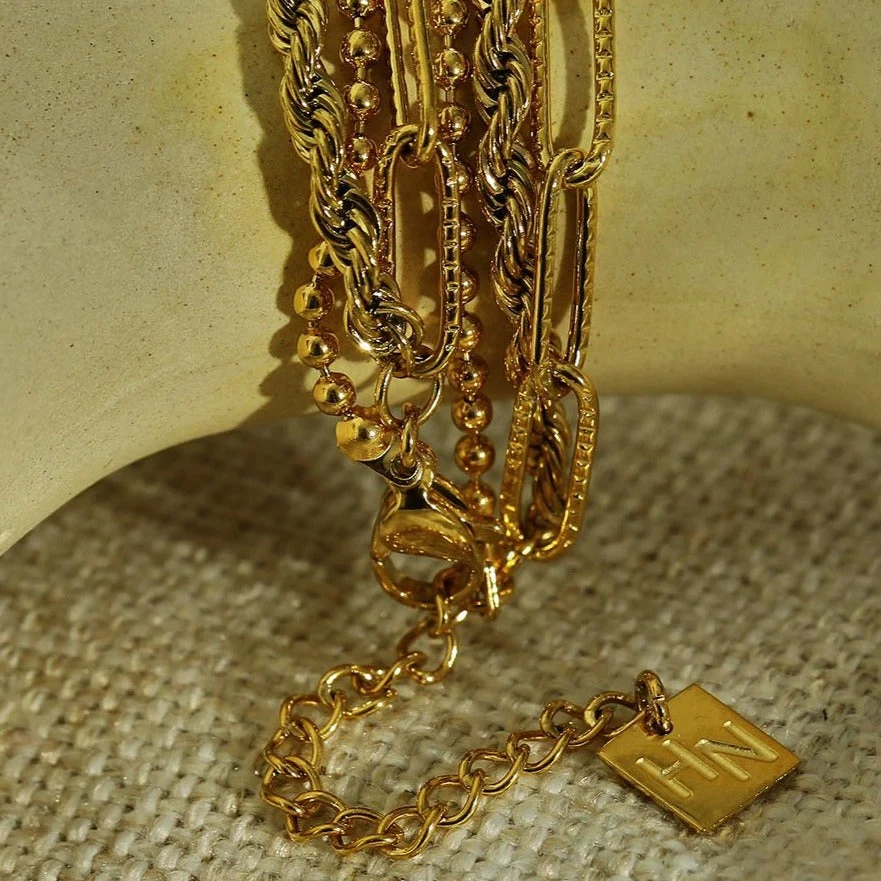 SELENE: Triple Layer Mixed Chain Gold Necklace - Image 8