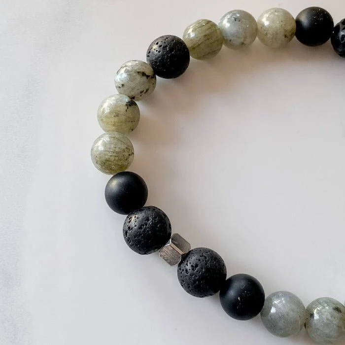 SERENZO | Bracelet diffuseur en labradorite, onyx et inox - Image 5