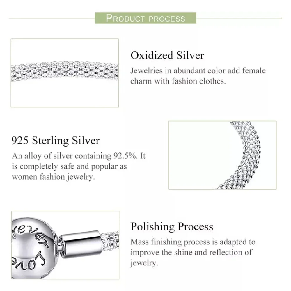Sterling Silver Mesh Charm Bracelet – “Forever Love” Bead - Image 11