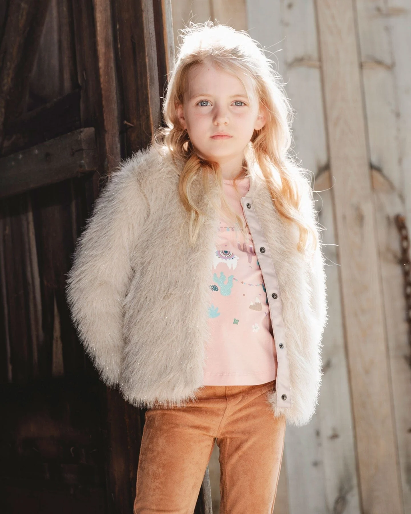 Short Faux Fur Coat Beige - Image 2