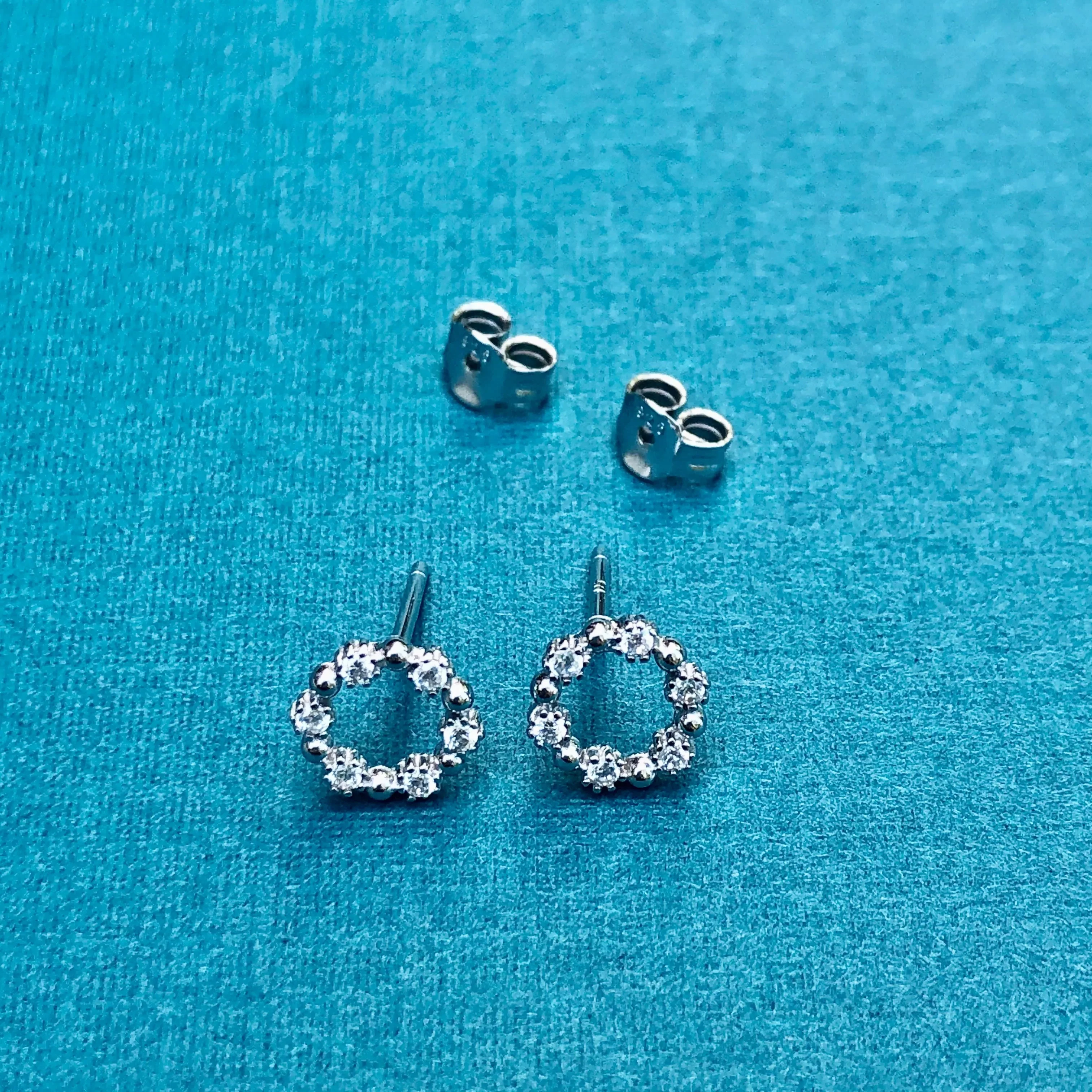Silver Circlet Stud Earrings - Image 2