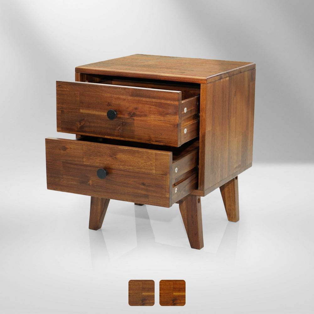 Silvia 2-Drawer Solid Wood Nightstand - Image 3