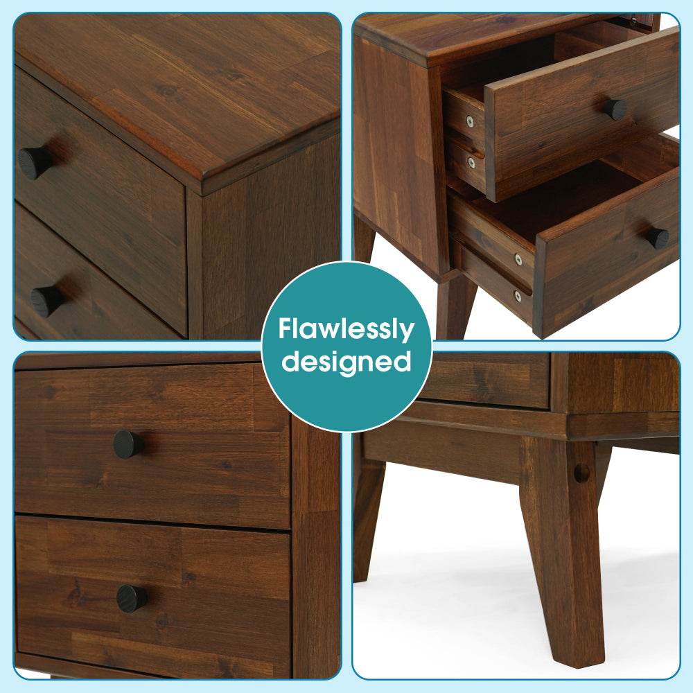 Silvia 2-Drawer Solid Wood Nightstand - Image 7