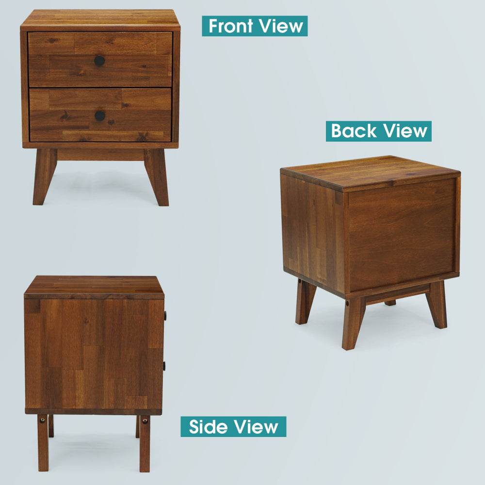Silvia 2-Drawer Solid Wood Nightstand - Image 8