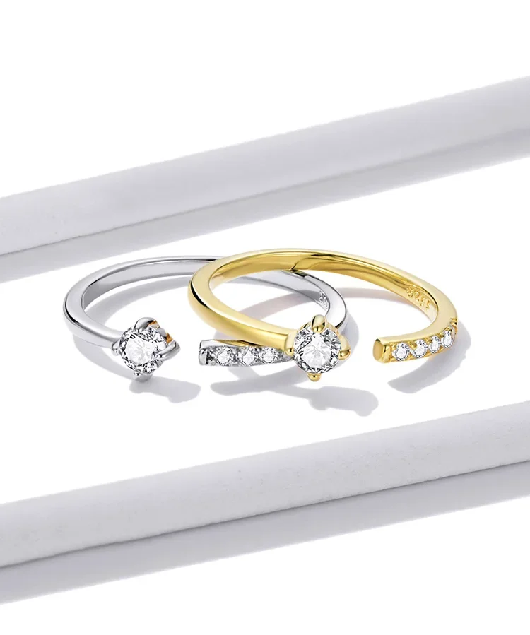 925 Sterling Silver Adjustable CZ Band Ring - Image 10