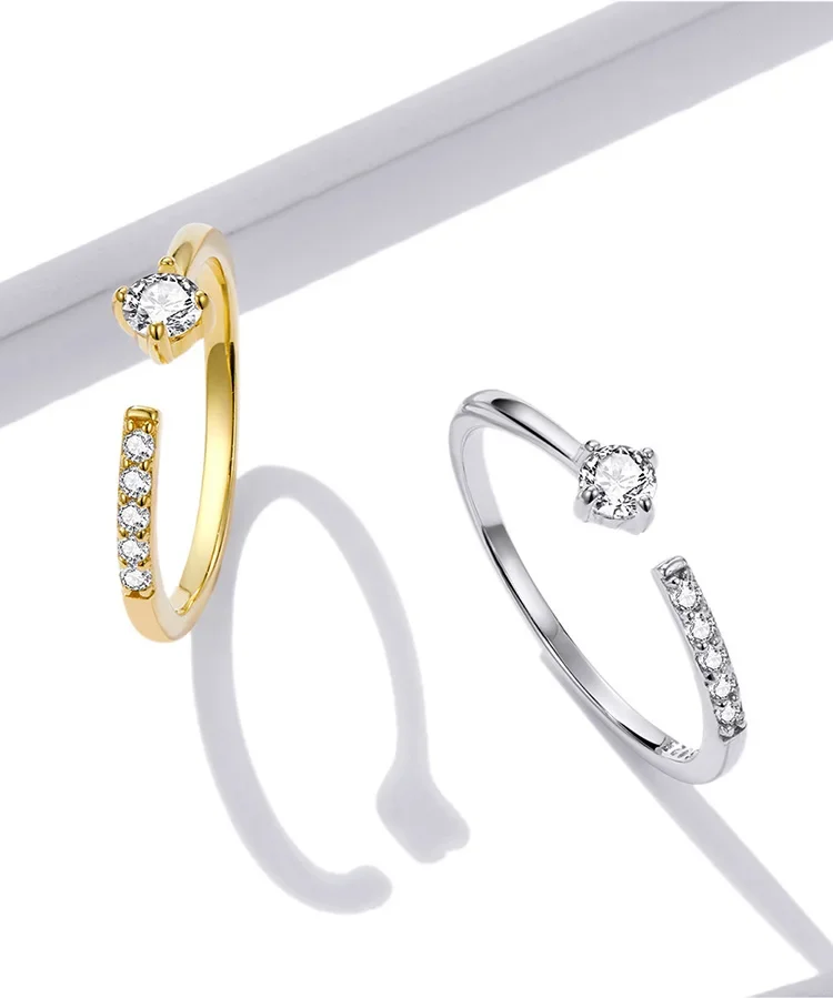 925 Sterling Silver Adjustable CZ Band Ring - Image 14