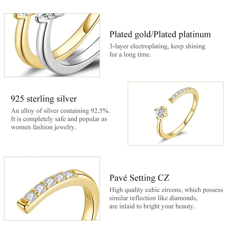 925 Sterling Silver Adjustable CZ Band Ring - Image 18