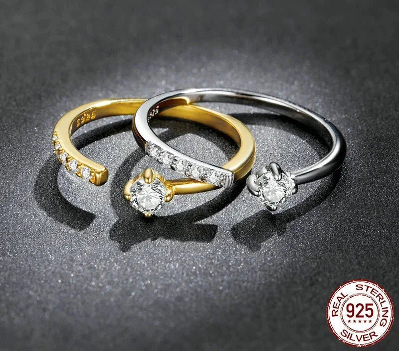 925 Sterling Silver Adjustable CZ Band Ring - Image 4