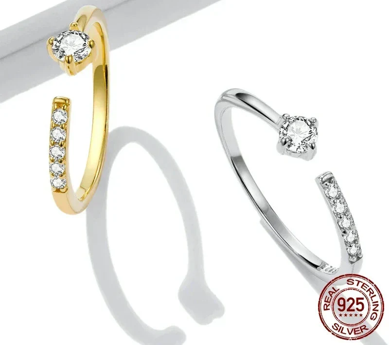 925 Sterling Silver Adjustable CZ Band Ring - Image 5