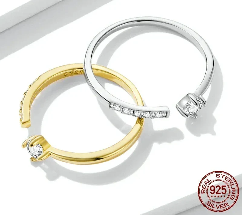 925 Sterling Silver Adjustable CZ Band Ring - Image 6