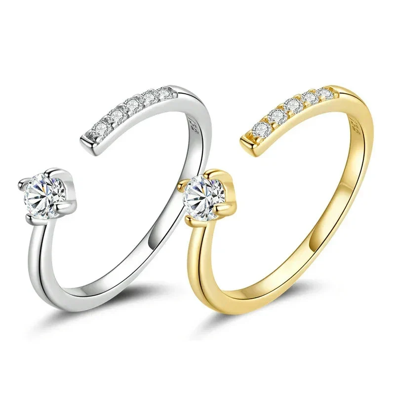 925 Sterling Silver Adjustable CZ Band Ring - Image 8