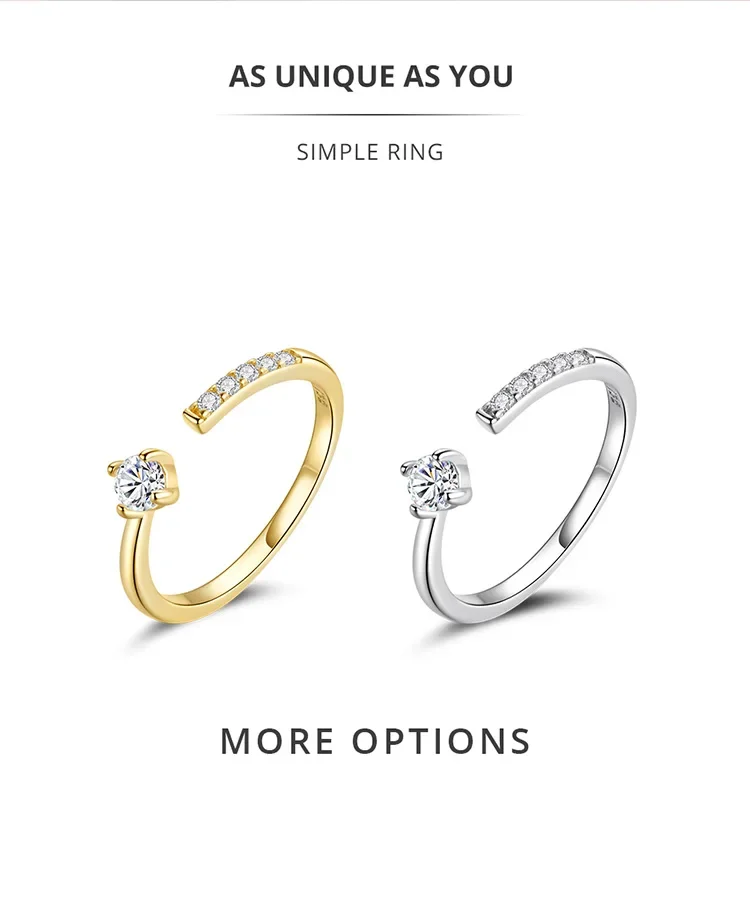 925 Sterling Silver Adjustable CZ Band Ring - Image 9