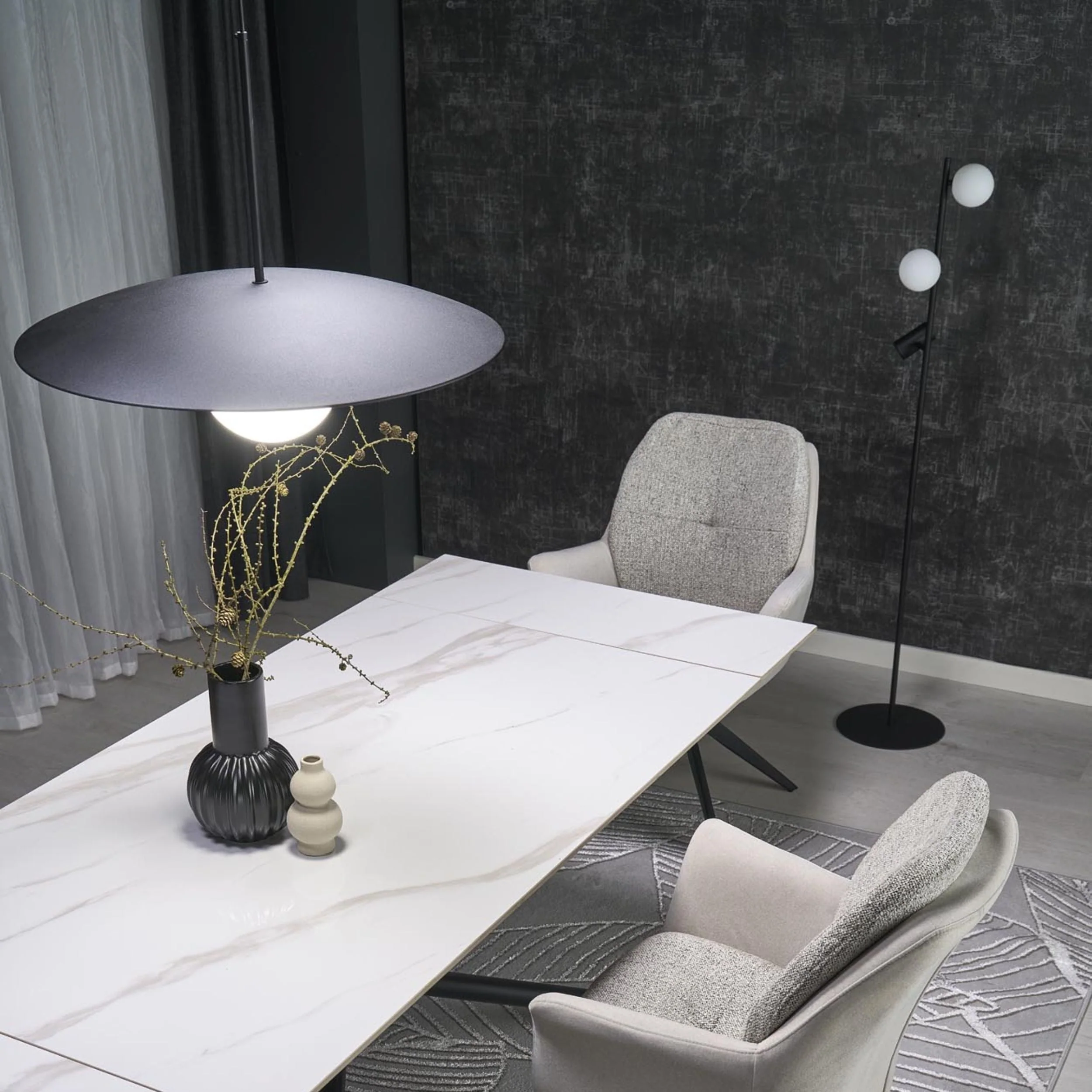 SLATE Mid-Century Modern Wide Dome Pendant Light for Kitchen Island & Dining Table - Image 6
