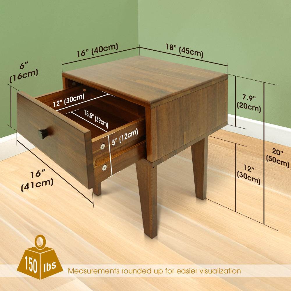 Sofia 1-Drawer Solid Wood Nightstand - Image 2