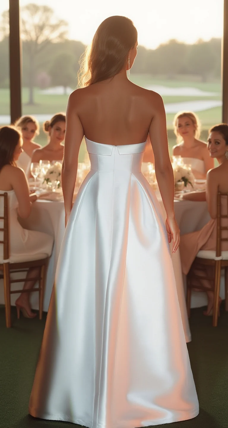 Strapless Taffeta Puffy Maxi Dress - White - Image 2