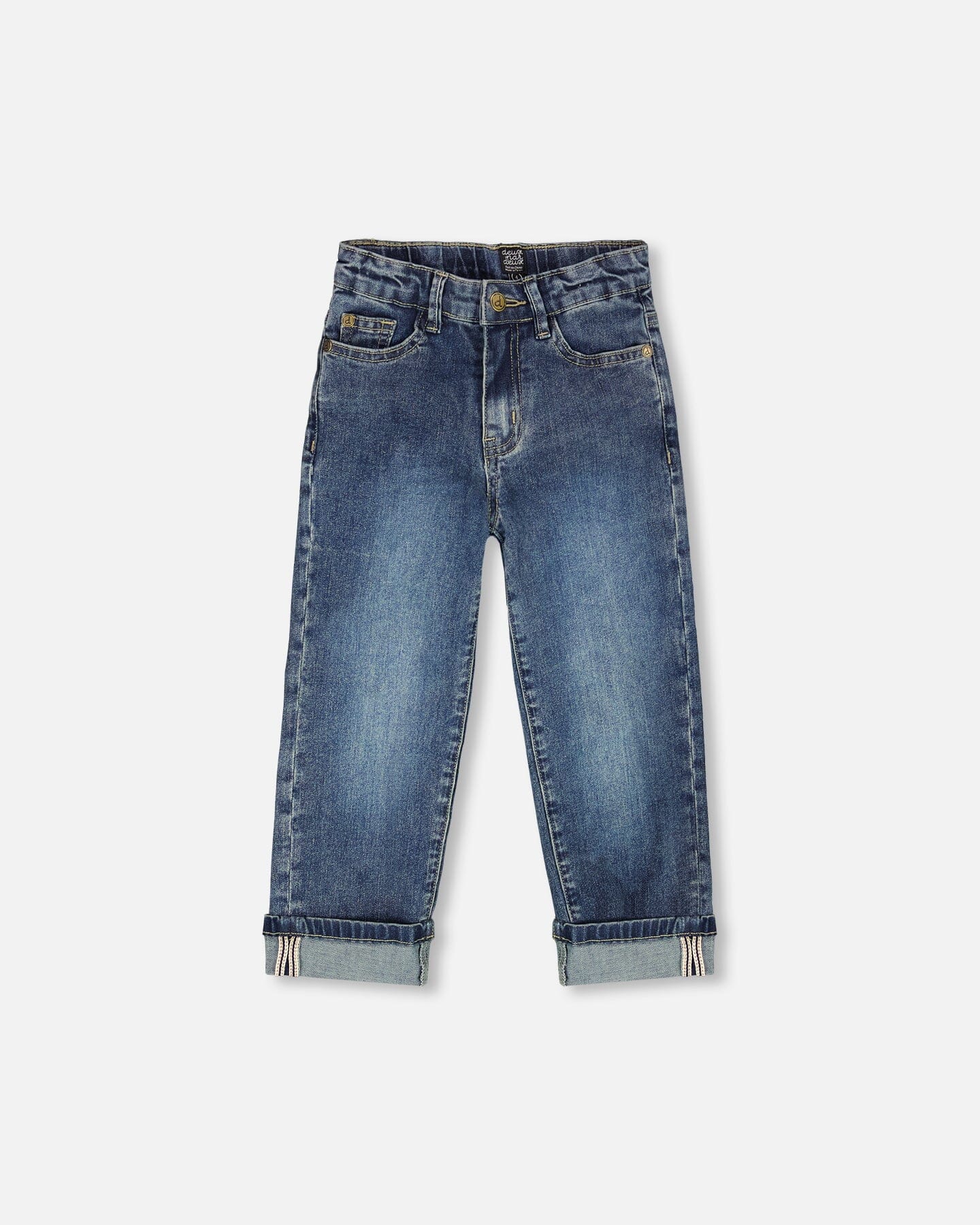Stretch Jeans Dark Blue With Rolled Cuffs