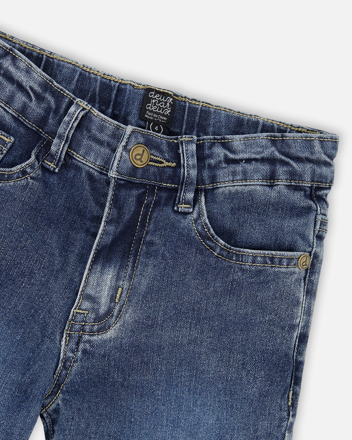 Stretch Jeans Dark Blue With Rolled Cuffs - Image 3