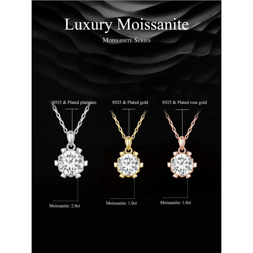 Stunning 1 Carat Moissanite Pendant Necklace | 925 Sterling Silver | Wedding & Bridal Fine Jewelry - Image 11
