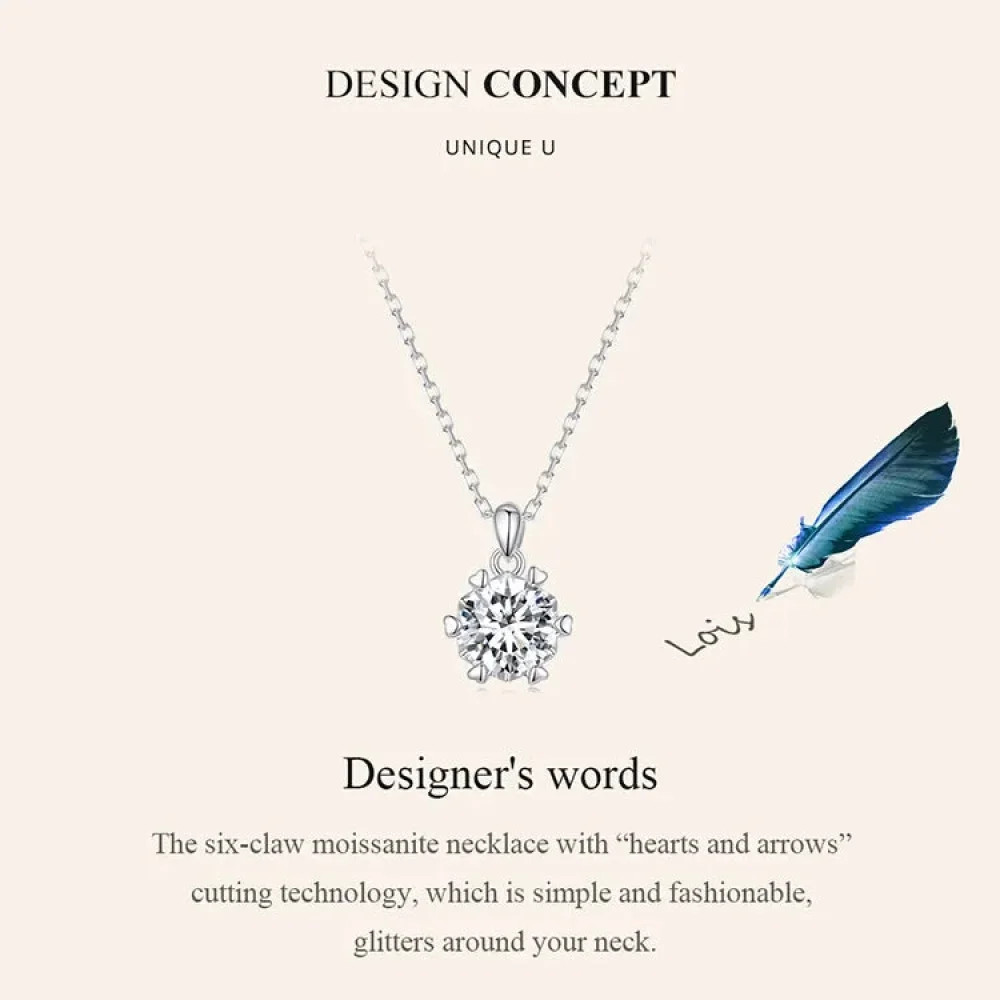 Stunning 1 Carat Moissanite Pendant Necklace | 925 Sterling Silver | Wedding & Bridal Fine Jewelry - Image 14