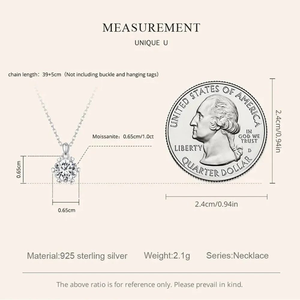 Stunning 1 Carat Moissanite Pendant Necklace | 925 Sterling Silver | Wedding & Bridal Fine Jewelry - Image 16