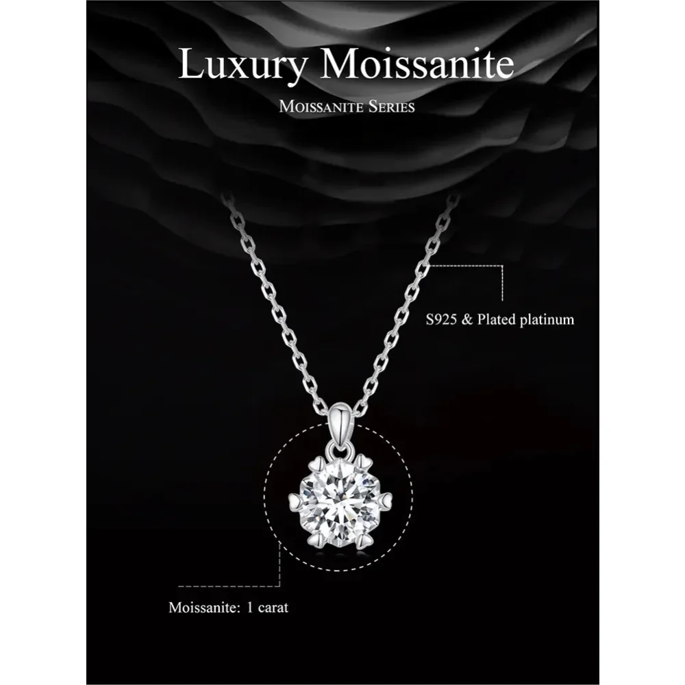Stunning 1 Carat Moissanite Pendant Necklace | 925 Sterling Silver | Wedding & Bridal Fine Jewelry - Image 18