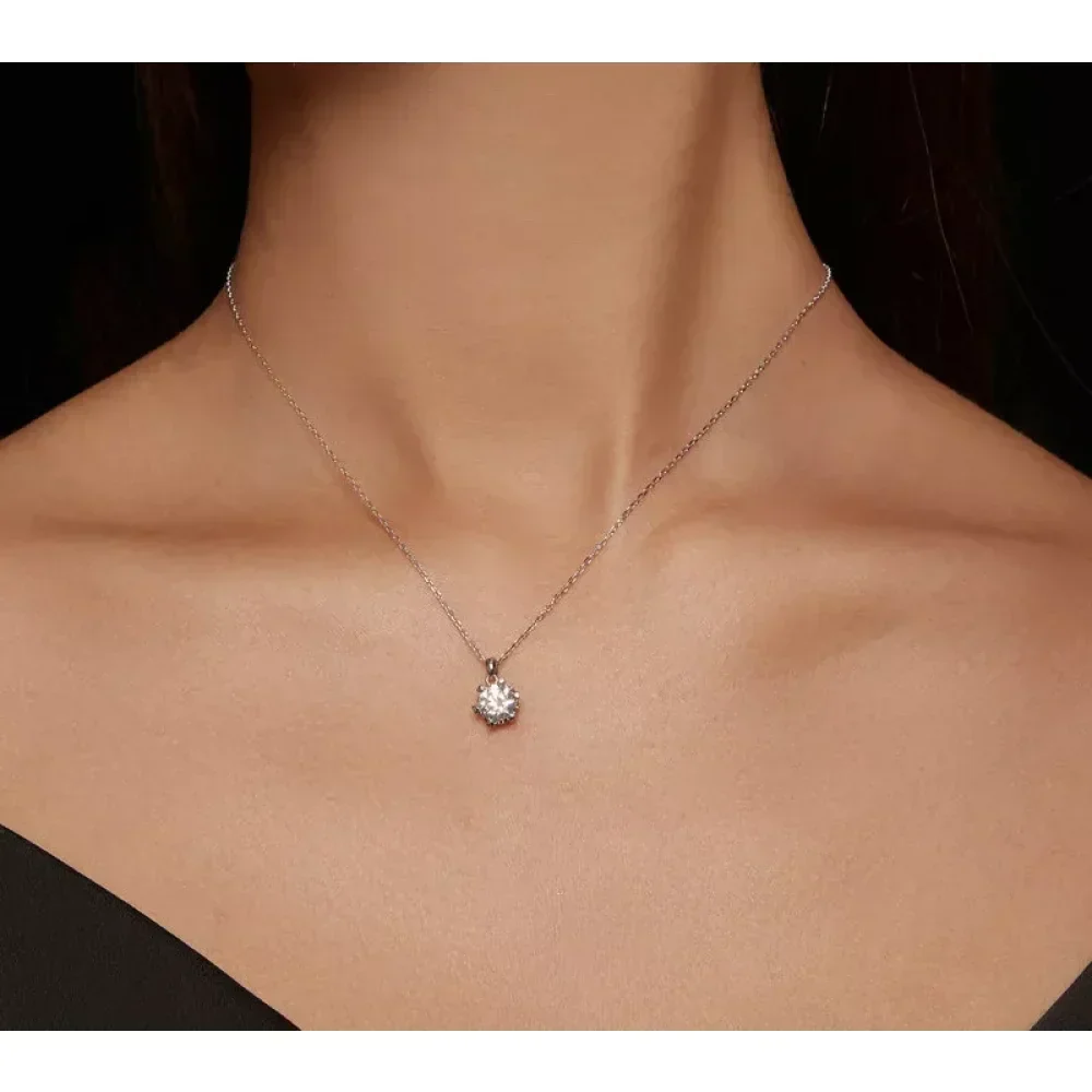 Stunning 1 Carat Moissanite Pendant Necklace | 925 Sterling Silver | Wedding & Bridal Fine Jewelry - Image 2