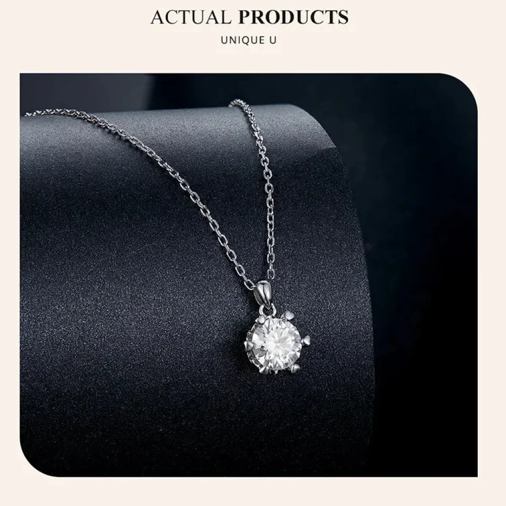 Stunning 1 Carat Moissanite Pendant Necklace | 925 Sterling Silver | Wedding & Bridal Fine Jewelry - Image 24
