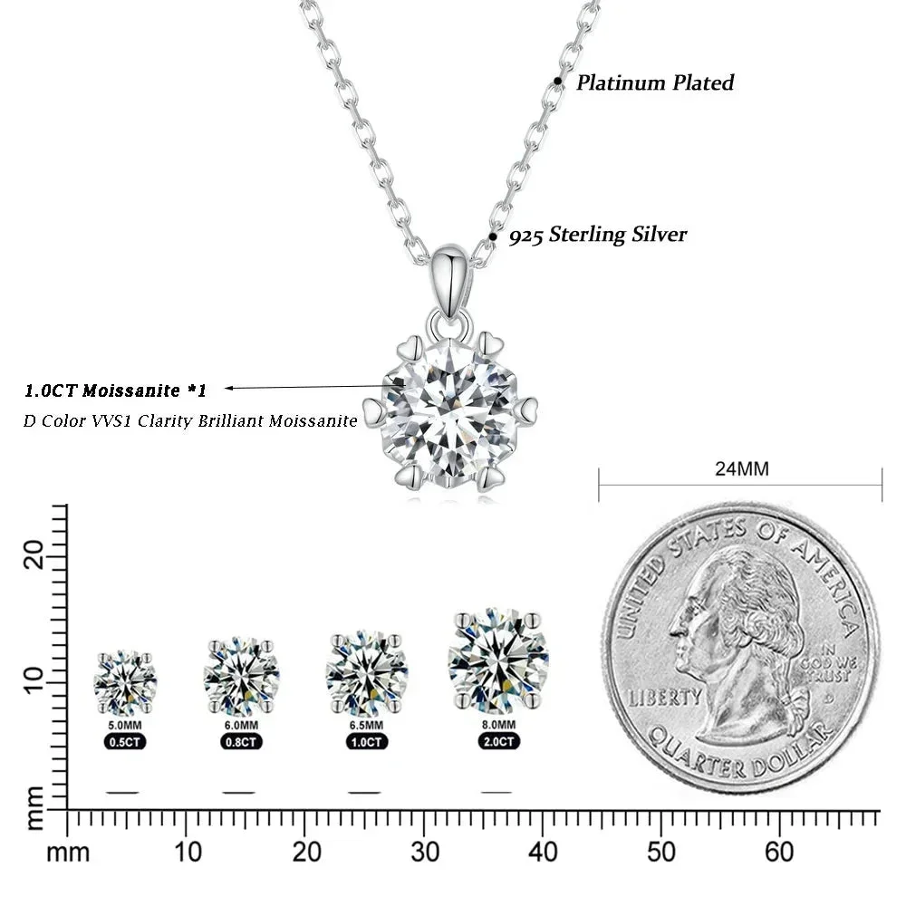Stunning 1 Carat Moissanite Pendant Necklace | 925 Sterling Silver | Wedding & Bridal Fine Jewelry - Image 4