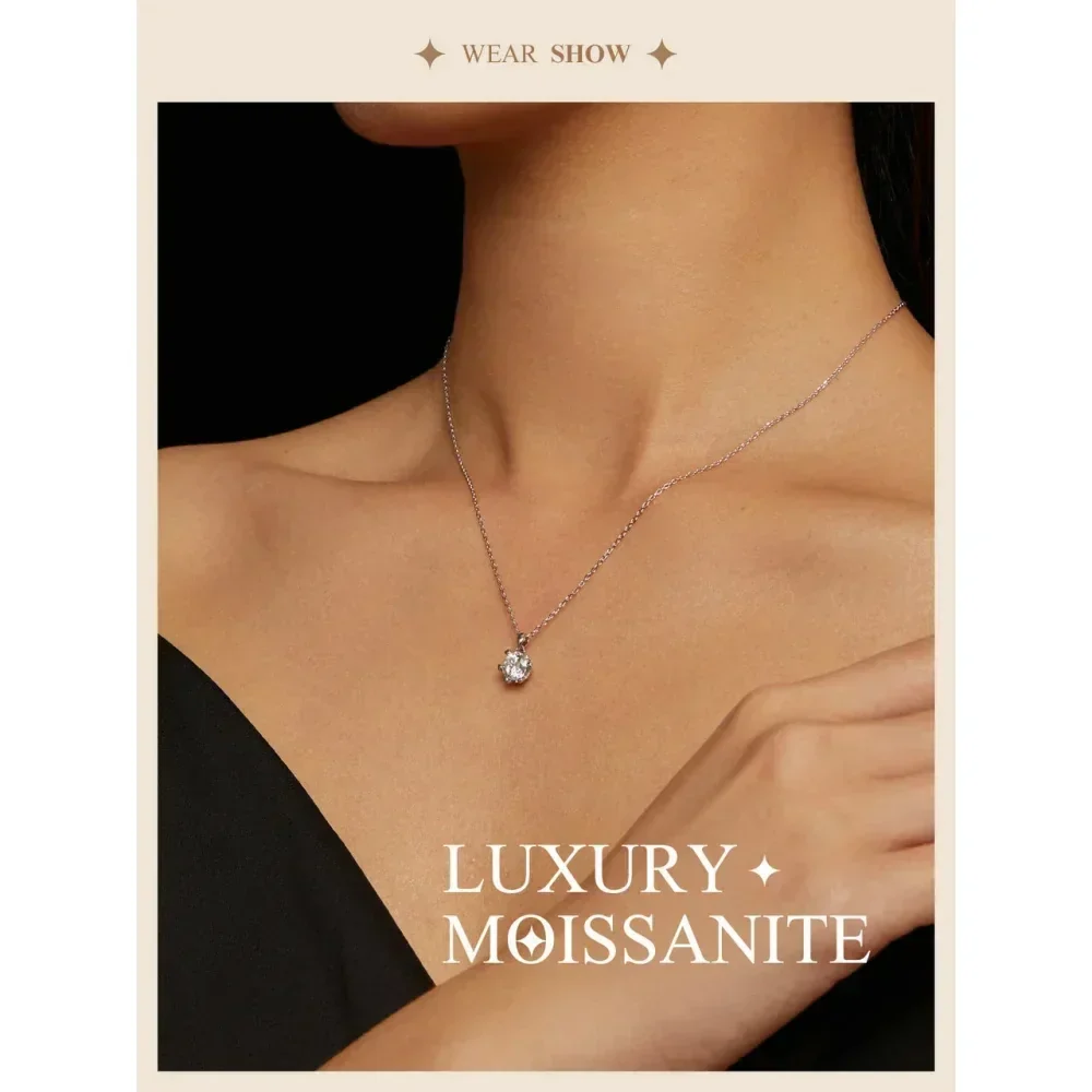 Stunning 1 Carat Moissanite Pendant Necklace | 925 Sterling Silver | Wedding & Bridal Fine Jewelry - Image 5