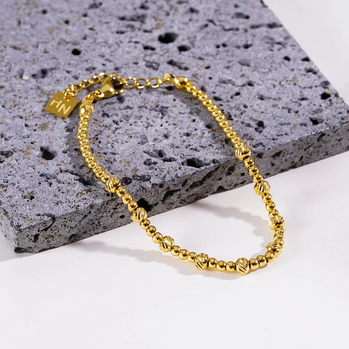 Style ANNABETH: Twin-Bead Fusion Gold Chain Bracelet - Image 7