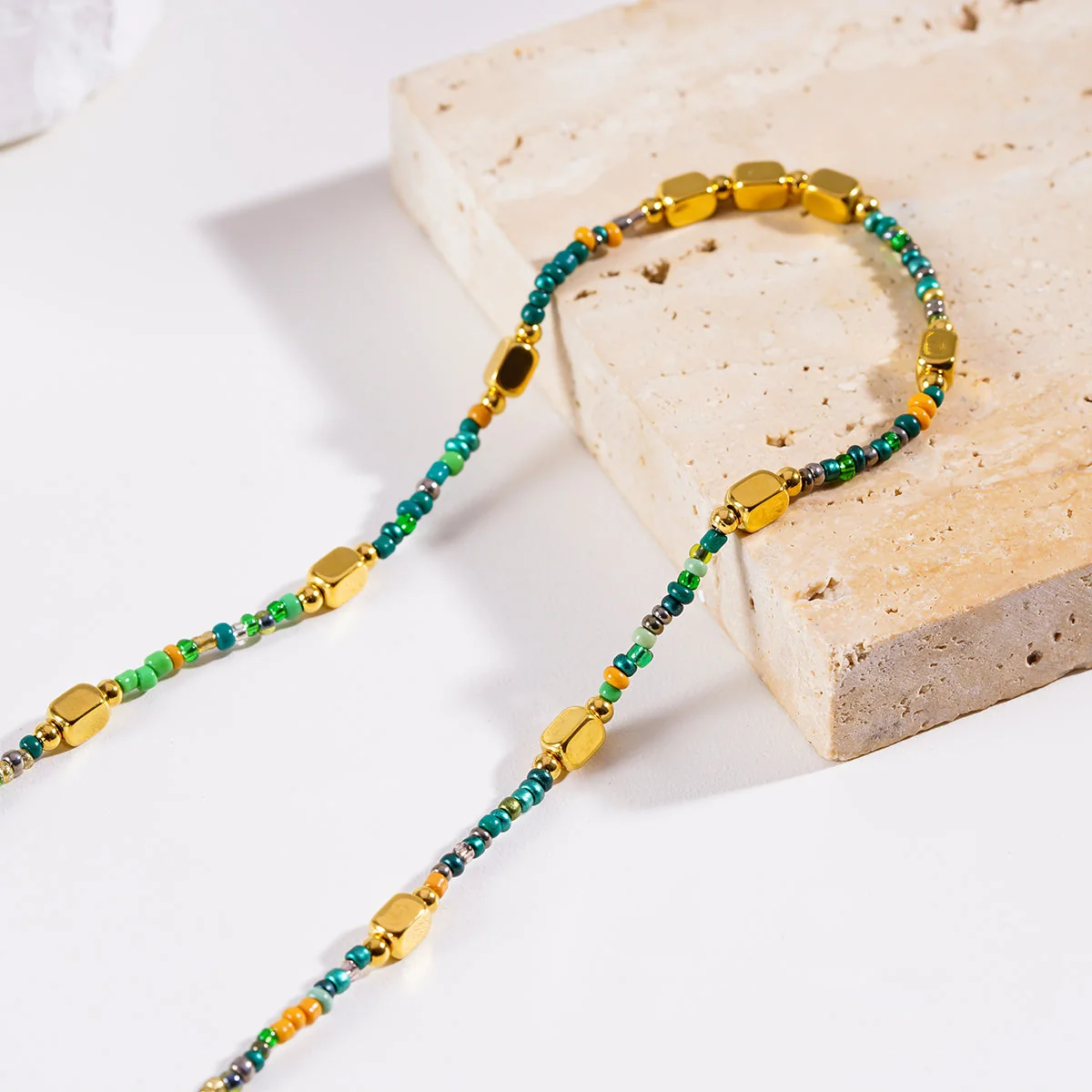 Style AYESHA: Crystal & Gold Beaded Elegant Boho Chain Necklace - Image 7