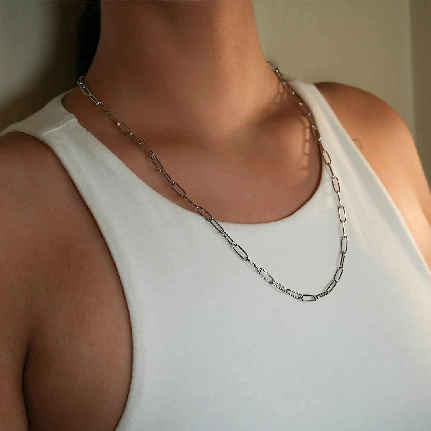 Style BARNSBURY: Essential Silver Chain Link Paper-Clip Necklace - 22" - Image 9