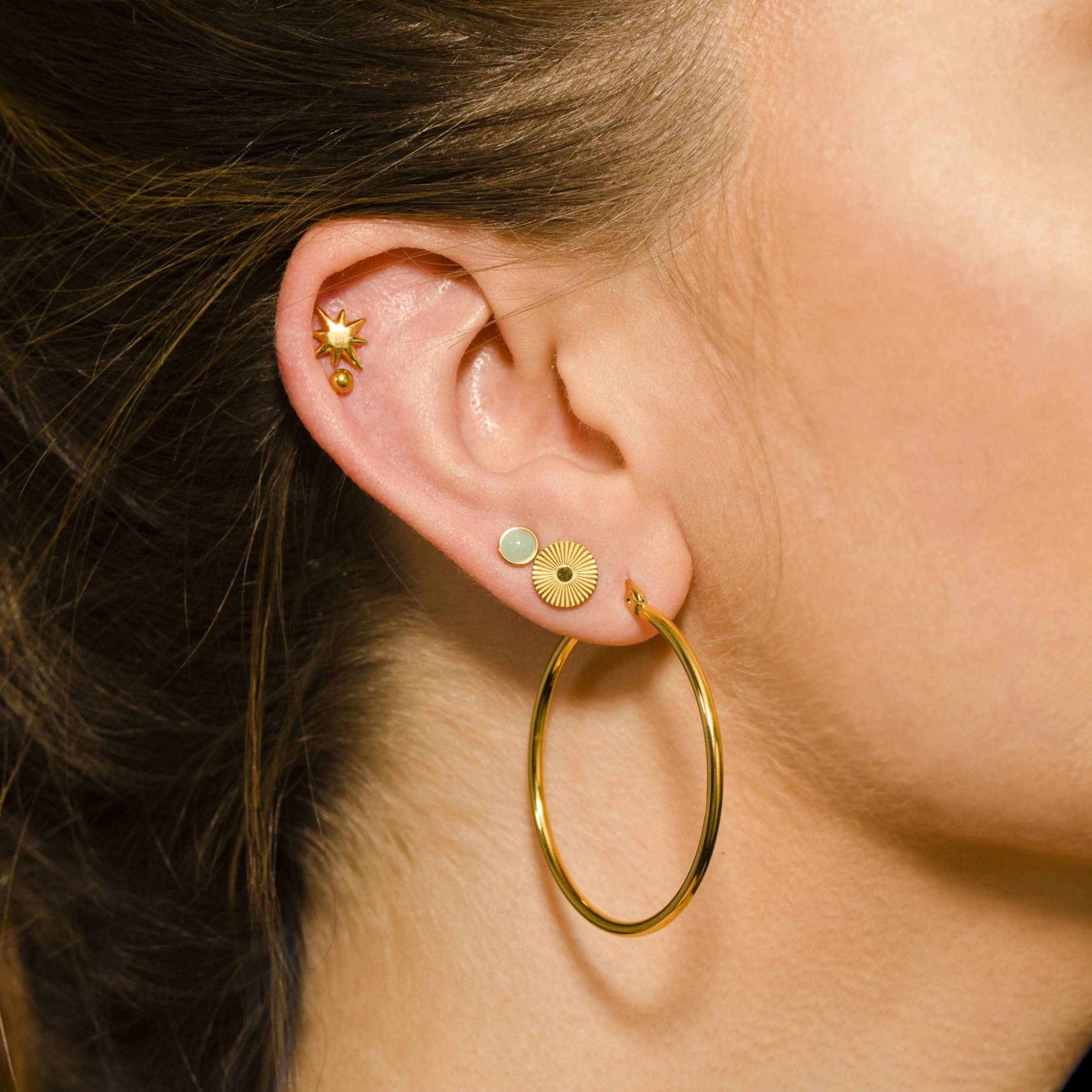 Style BIANCA Gold: Classic Essential Everyday Basic Round Gold Hoops. Available in 7 Sizes - 1cm to 6cm - Image 10