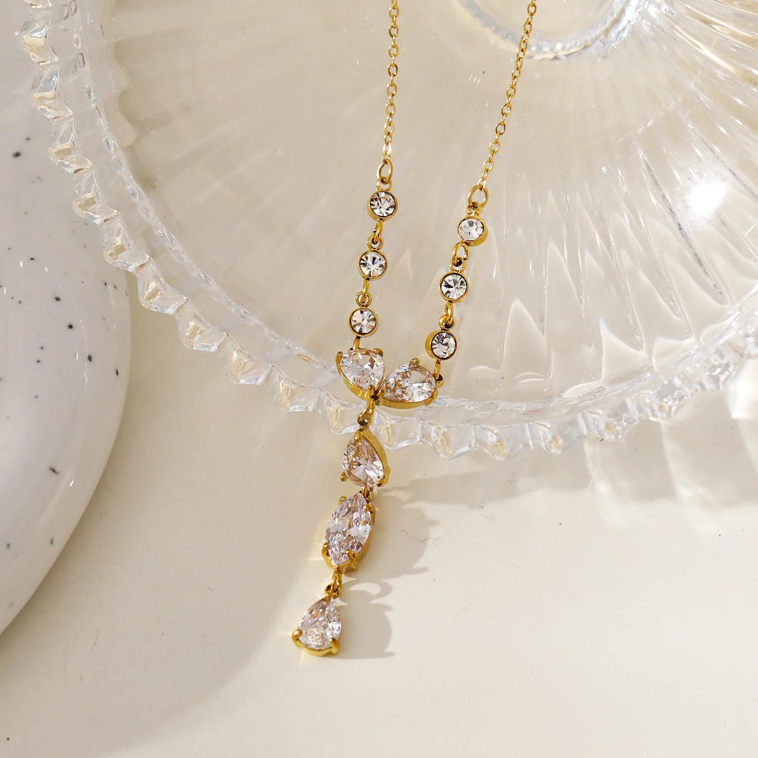 Style BUCKIE:  Multi Pendant Zirconia Chain Necklace - Image 5