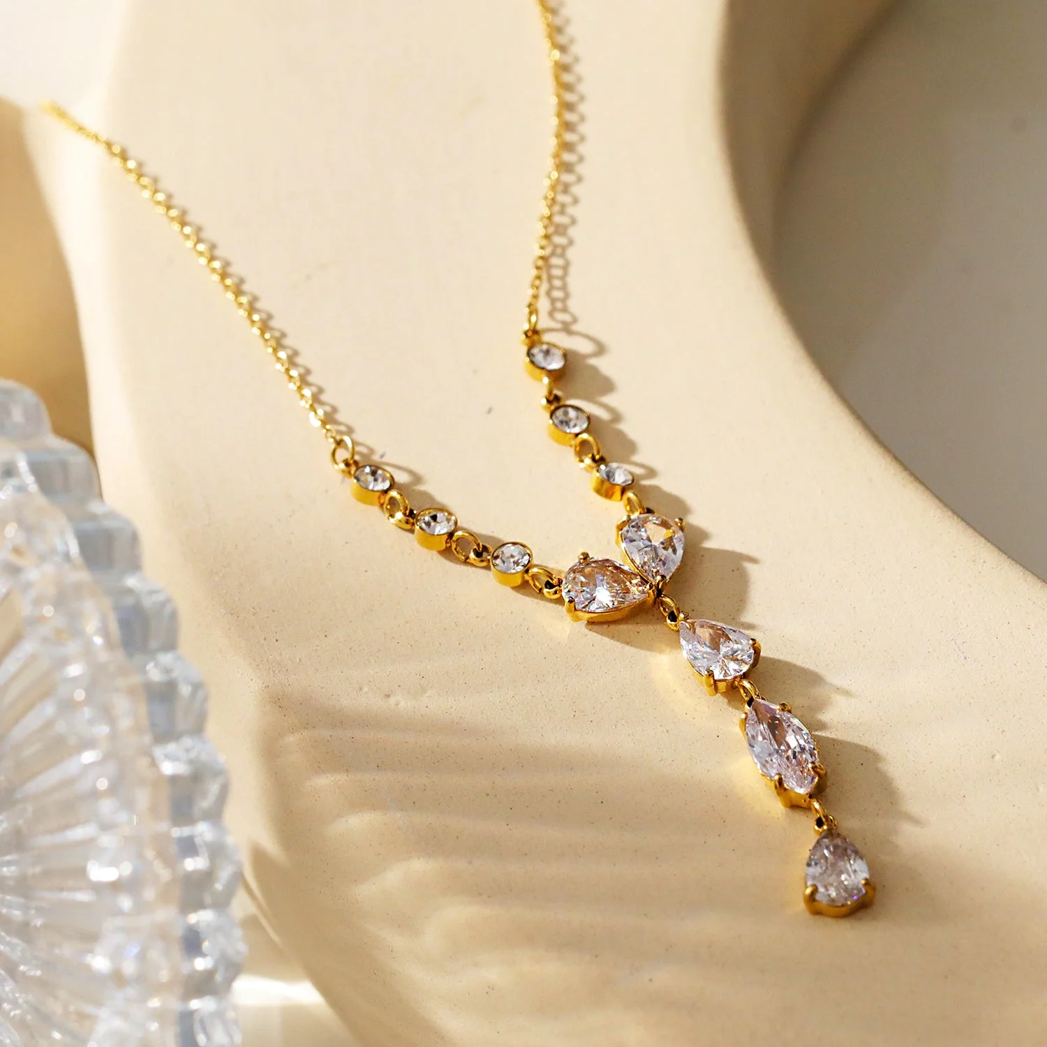 Style BUCKIE:  Multi Pendant Zirconia Chain Necklace - Image 6