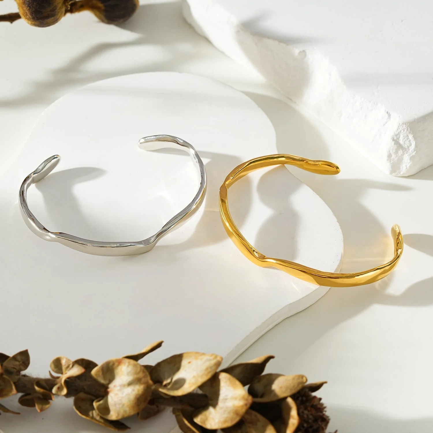 CHANBA Silver (White Gold): Avant Garde Abstract Shaped Bracelet - Image 6