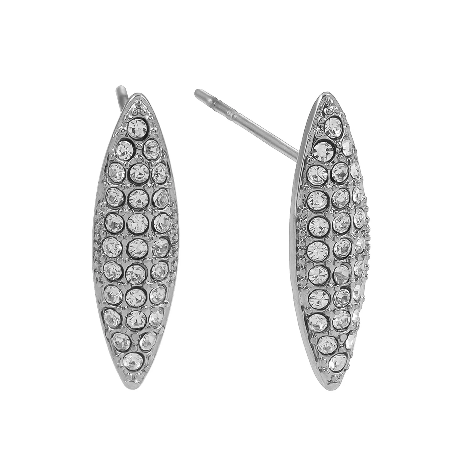 Style CHARLESVOIX: Minimalist Pavé Zirconia Oval Shaped Stud Earrings Silver - Image 3