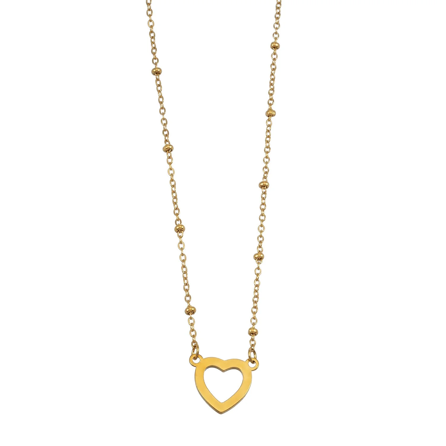 Style CHERISH Gold: Beaded Chain Anchoring an Elegant Pavé Heart Charm Pendant - Image 8